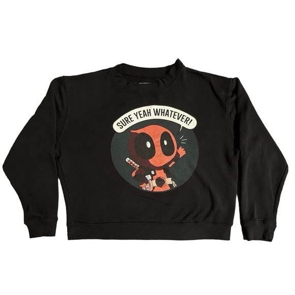 Marvel Deadpool Yeah Sure Whatever Junior M Kawaii Long Sleeves Pullover Sweater - Picture 1 of 8